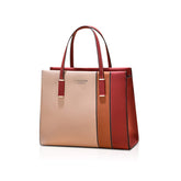 NICOLE & DORIS Stitching Stripes Crossbody Bags Women Handbag Elegant Shoulder Bag Ladies Satchel PU Leather Messenger Bags Waterproof Tote for Daily Shopping Red